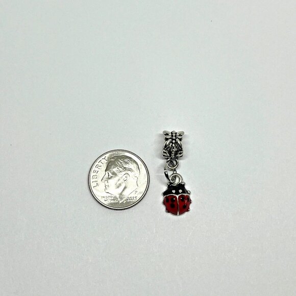 Red & Black Ladybug Charm Dangle for European Bracelet Insect Mascot - Picture 3 of 4